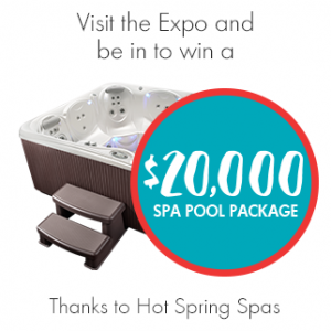 Visit the spa expo and win a $20k spa pool package. Thanks to Hot Spring Spas.
